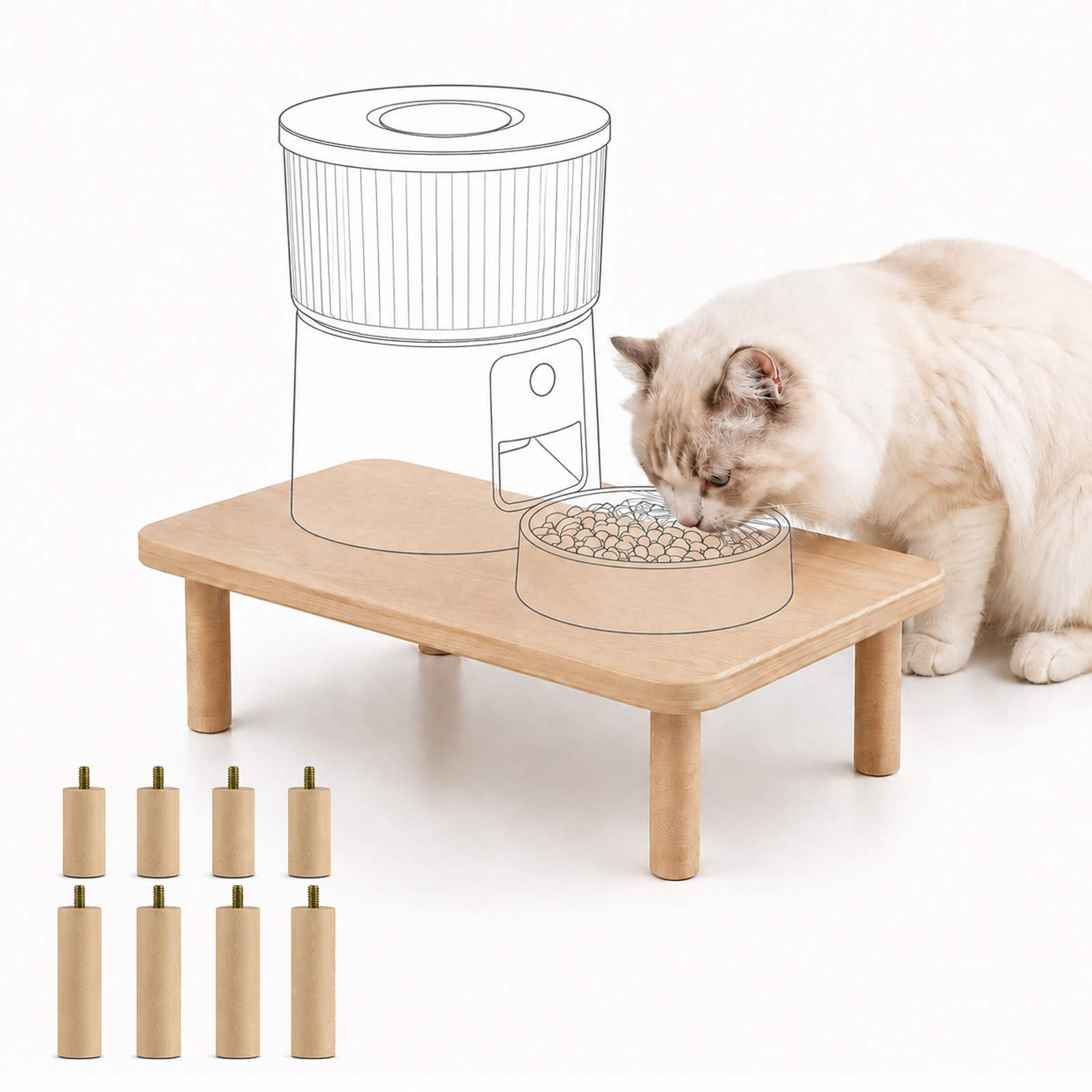 喂食小木桌 / Pet Feeding Table